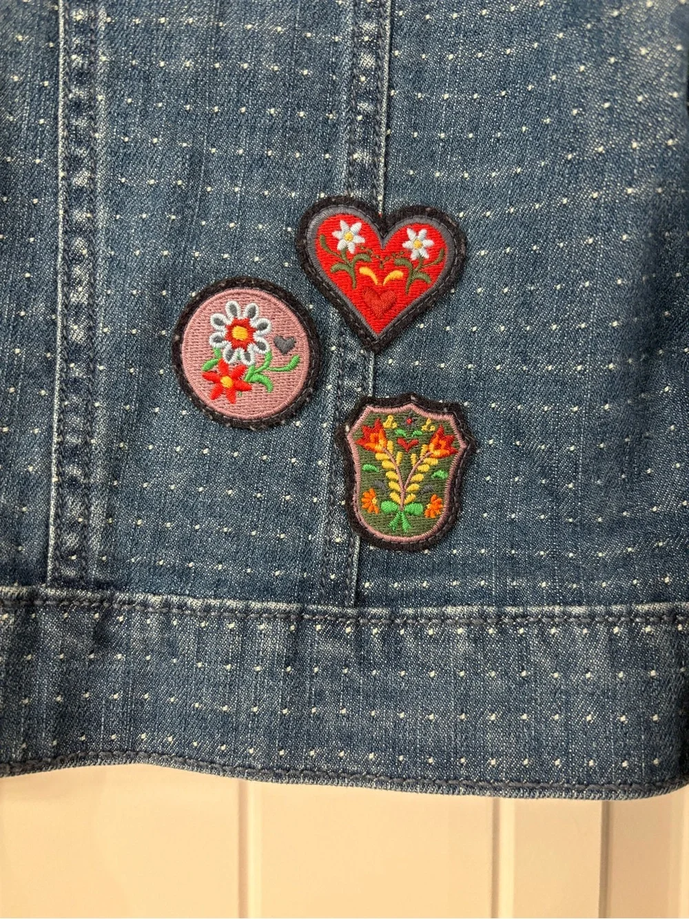 Hanna Andersson Blue Denim Jean Jacket with Patch Accents